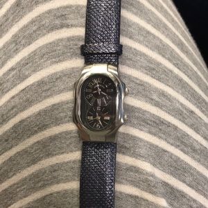 Philip Stein Dual timezone watch w/ leather band